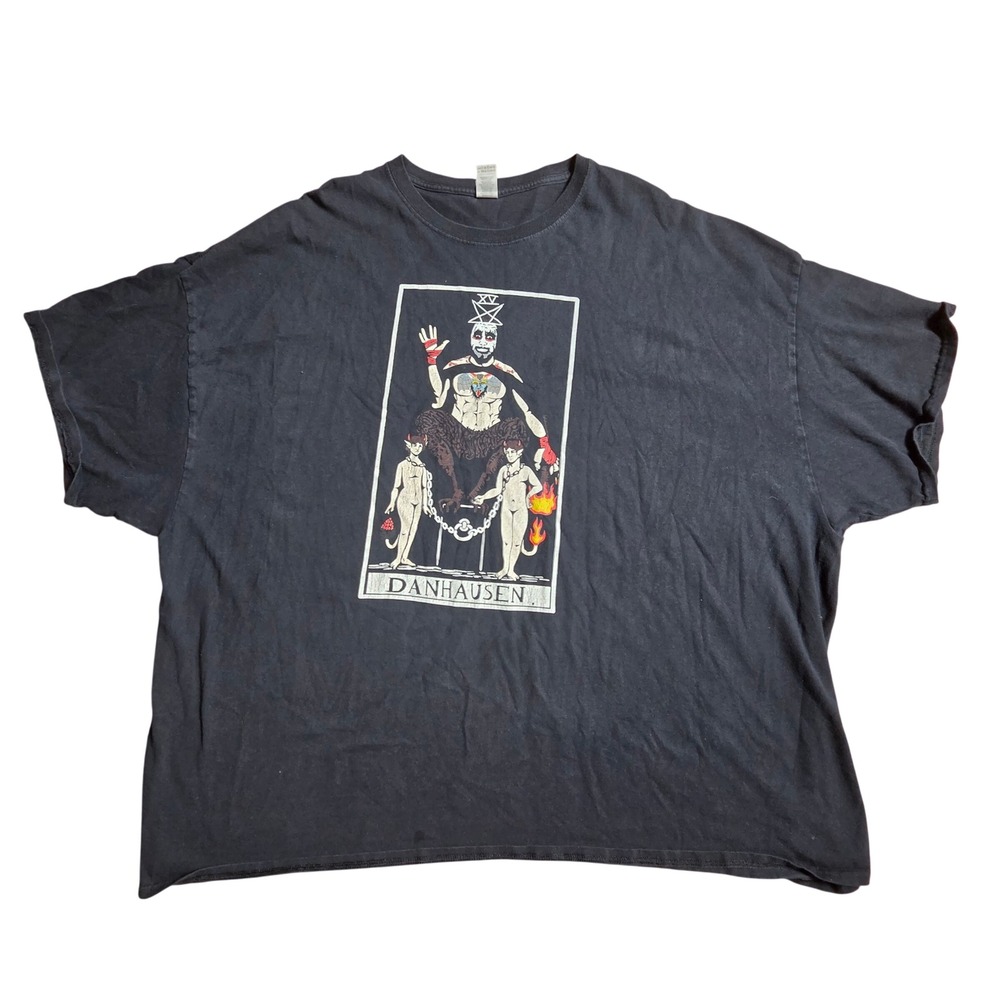Danhausen The Devil Tarot Card Wrestling Graphic T-Shirt Black 5XL Cotton Gildan